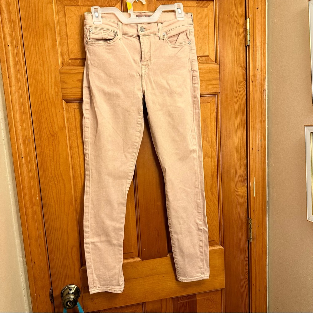 7 for all mankind pink skinny jeans sz 28